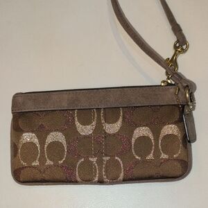 Coach Signature Wristlet With Metallic C's